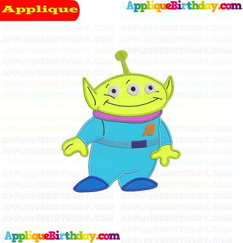 Aliens Little Green Man Looking Toy Story Applique Design