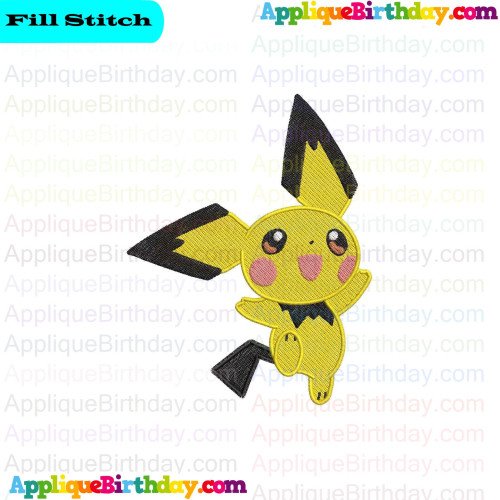 Baby Pikachu Pokemon 3 Fill Embroidery Design