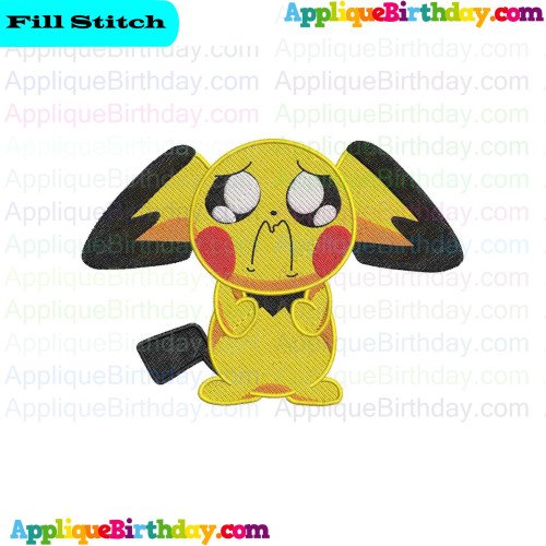 Baby Pikachu Pokemon 4 Fill Embroidery Design