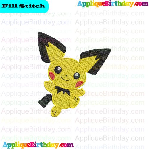 Baby Pikachu Pokemon 6 Fill Embroidery Design