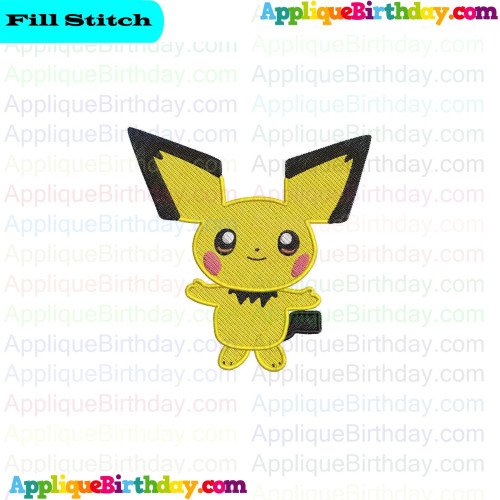 Baby Pikachu Pokemon Fill Embroidery Design