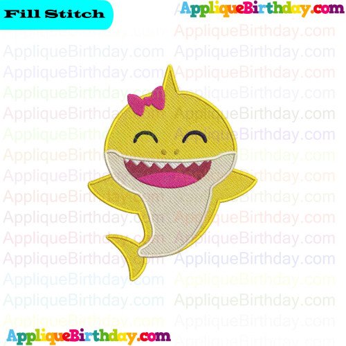 Baby Shark Girl Fill Embroidery Design