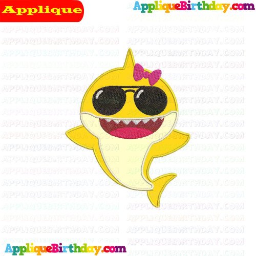 Baby Shark Girl and Sunglasses Applique Design