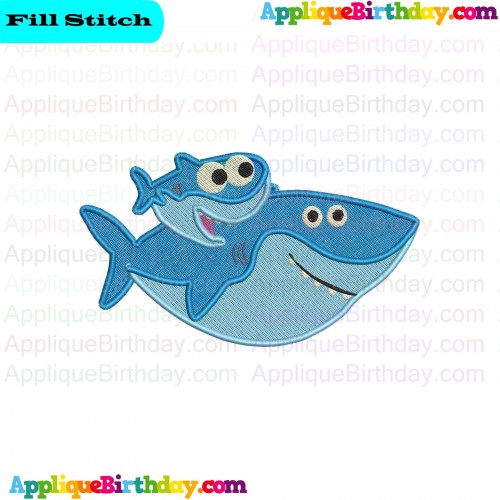 Baby Shark and giant Fill Embroidery Design