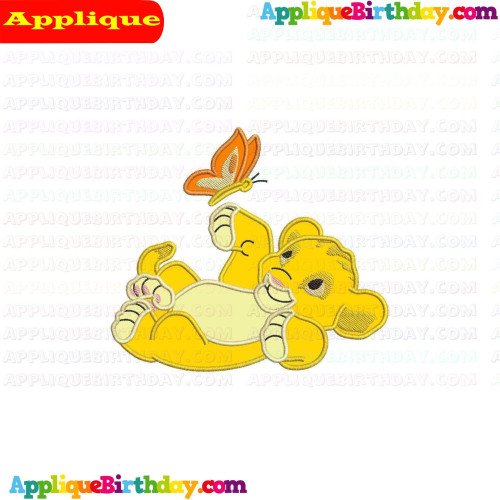 Baby Simba and butterfly The Lion King Applique Design