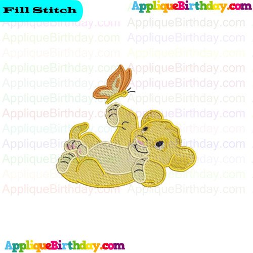 Baby Simba and butterfly The Lion King Fill Embroidery Design
