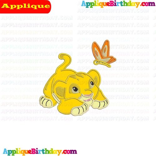 Baby Simba chasing butterfly The Lion King Applique Design