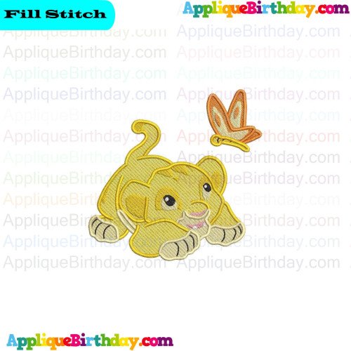 Baby Simba chasing butterfly The Lion King Fill Embroidery Design