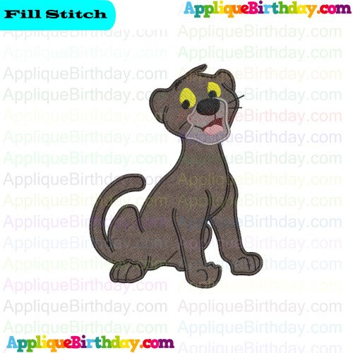 Bagheera black panther Jungle Cubs Fill Embroidery Design