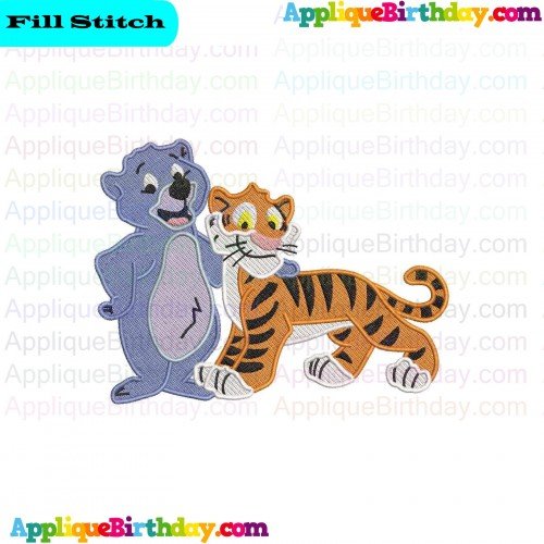 Baloo and Shere Khan Jungle Cubs Fill Embroidery Design