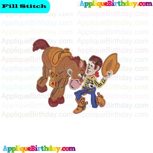 Bullseye and Woody Loving Toy Story Fill Embroidery Design
