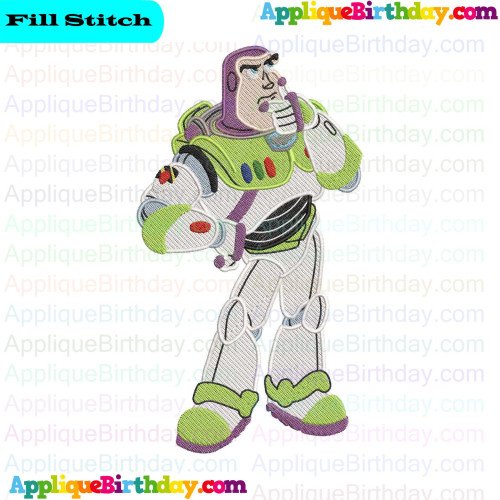 Buzz Lightyear Thinking Toy Story Fill Embroidery Design