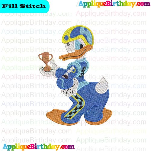 Donald Duck with Cup Mickey and the Roadster Racers Fill Embroidery Design