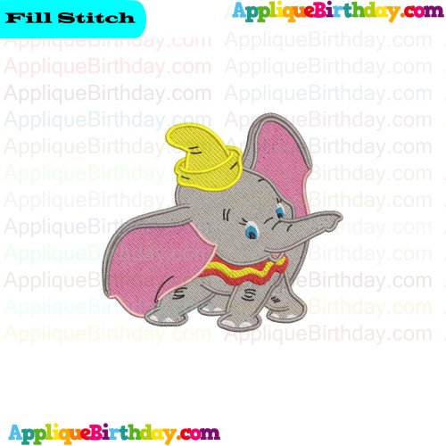 Dumbo Baby Elephant Fill Embroidery Design