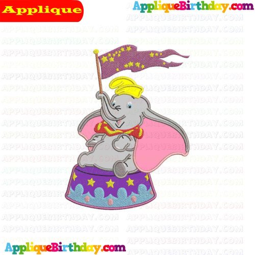Dumbo Circus Waving Flag Applique Design