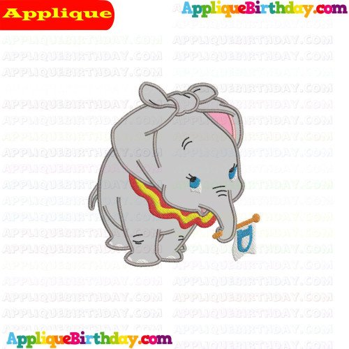 Dumbo Ear Knots With Flag 2 Applique Design