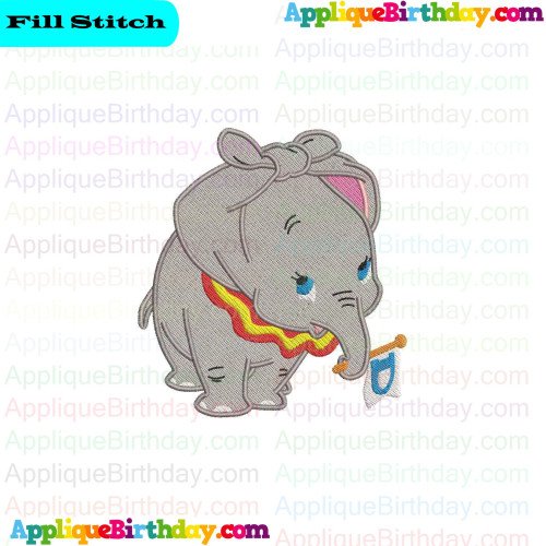 Dumbo Ear Knots With Flag 2 Fill Embroidery Design