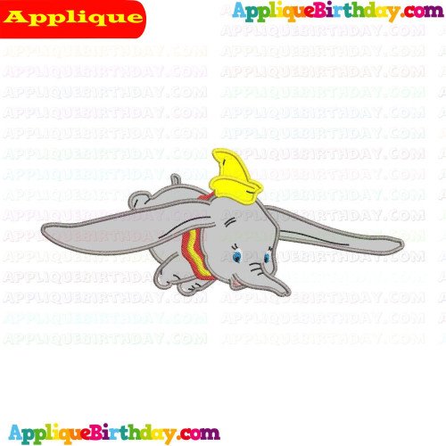 Dumbo Elephant Flying 2 Applique Design