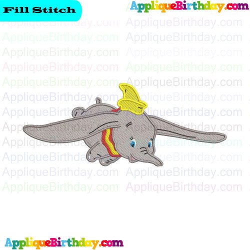 Dumbo Elephant Flying 2 Fill Embroidery Design
