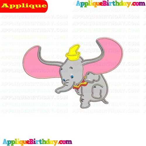 Dumbo Elephant Flying Applique Design