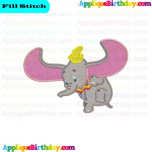 Dumbo Elephant Flying Fill Embroidery Design