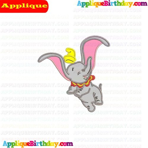 Dumbo Elephant Jumping for Joy Applique Design