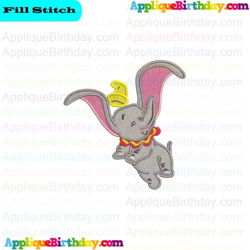 Dumbo Elephant Jumping for Joy Fill Embroidery Design