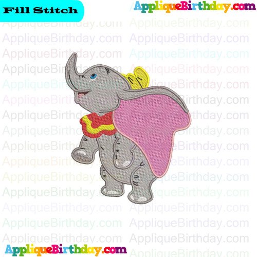 Dumbo Elephant Stand up Fill Embroidery Design