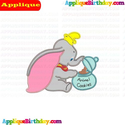 Dumbo Elephant in the cookie jar Applique Design