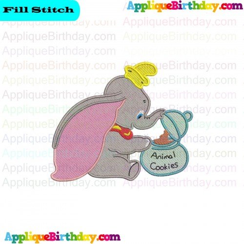 Dumbo Elephant in the cookie jar Fill Embroidery Design