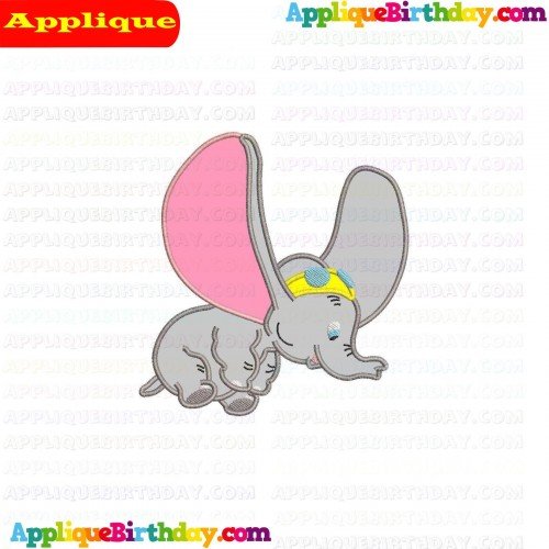 Dumbo Flying with Goggles Applique Design