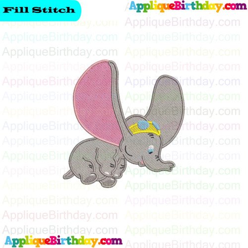 Dumbo Flying with Goggles Fill Embroidery Design