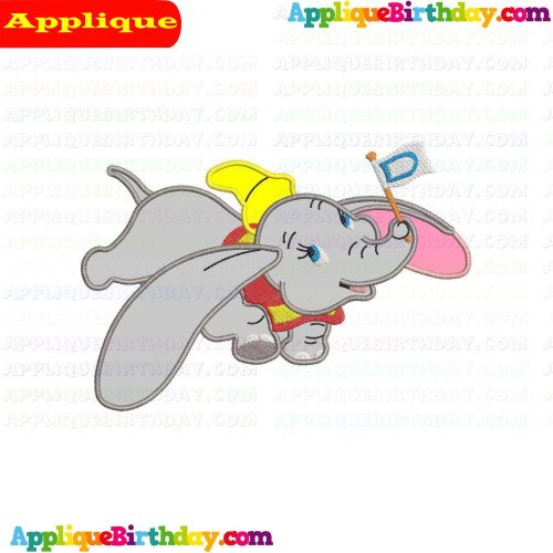 Dumbo Waving Flag and Flaying Applique Design