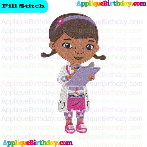 Girl Doctor with Clipboard Doc McStuffins Fill Embroidery Design