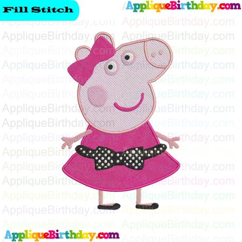 Girl Pig Peppa Pig Fill Embroidery Design