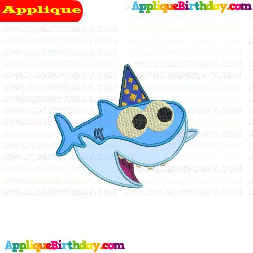 Happy Birthday Shark Baby Shark Applique Design