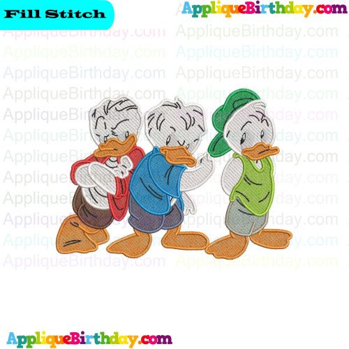 Huey and Dewey and Louie Quack Pack Fill Embroidery Design