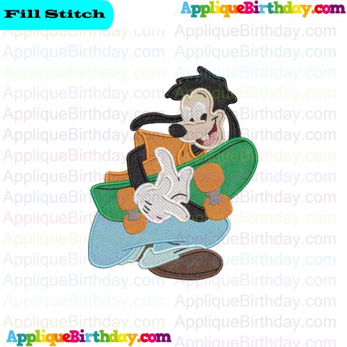 Max with skateboard Goof Troop Fill Embroidery Design