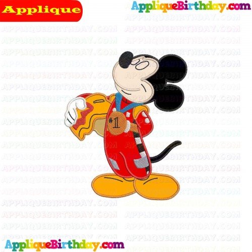 Mickey Mouse wearing gold medal Mickey and the Roadster Racers Applique Design