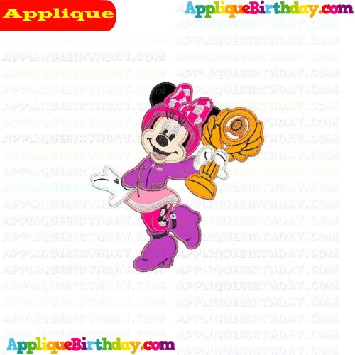 Minnie Mouse holding a trophy Mickey and the Roadster Racers Applique Design