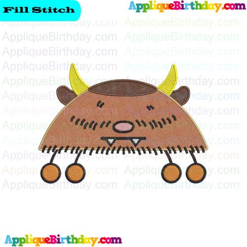 Monster Bull Happy Monster Band Fill Embroidery Design