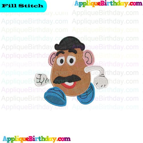 Mr Potato Head running Toy Story Fill Embroidery Design
