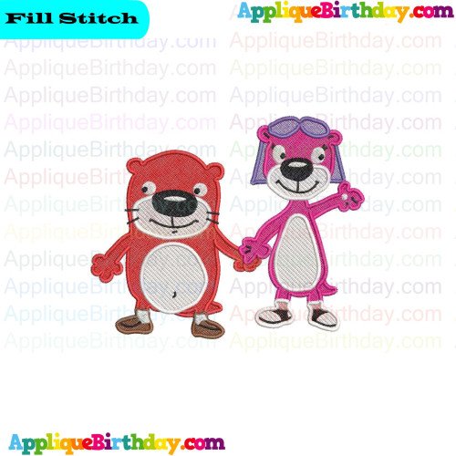 Peanut Otter and Jelly Otter PBJ Otter Fill Embroidery Design