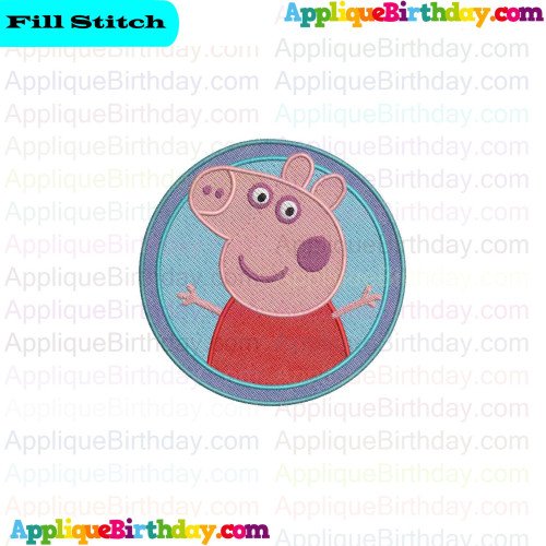 Pig in Circle Peppa Pig Fill Embroidery Design