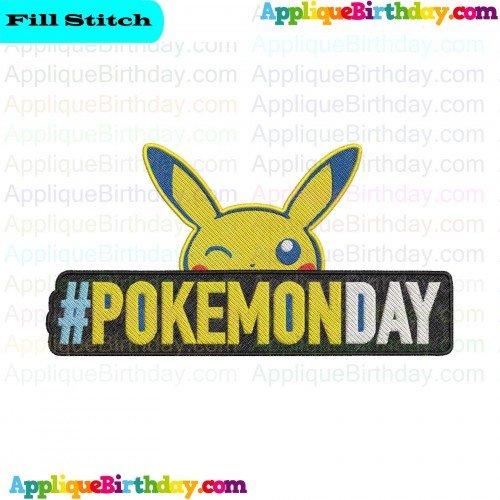 Pikachu Peeking Pokemon Day Fill Embroidery Design