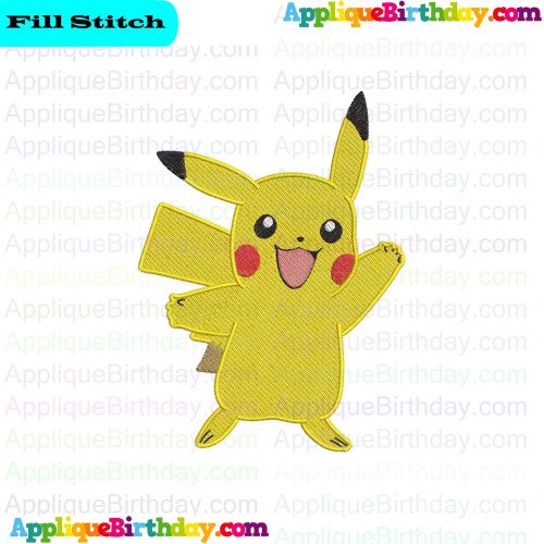 Pikachu Pokemon 10 Fill Embroidery Design