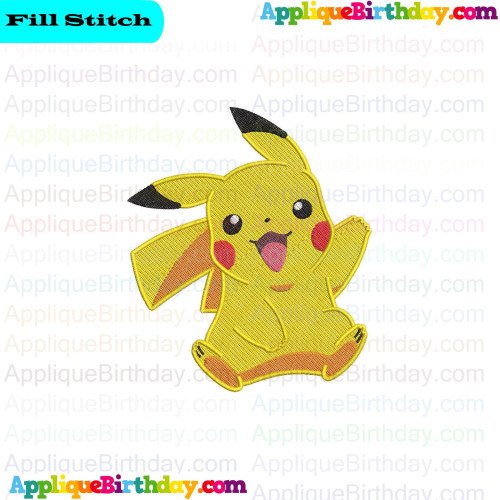Pikachu Pokemon 2 Fill Embroidery Design