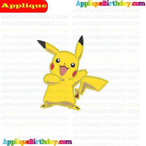 Pikachu Pokemon 3 Applique Design