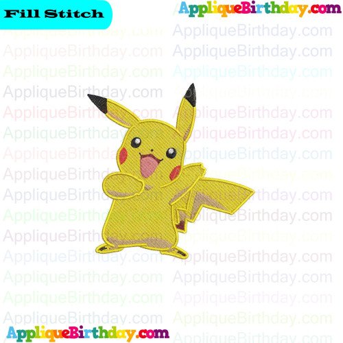 Pikachu Pokemon 3 Fill Embroidery Design