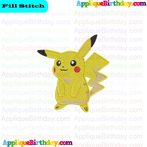 Pikachu Pokemon 4 Fill Embroidery Design